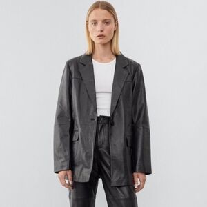 Deadwood Brooke Lambskin Leather Blazer Jacket Size 36